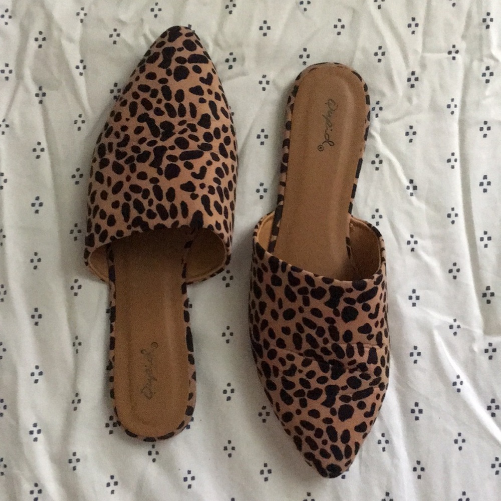 Leopard Print Slip On Mules